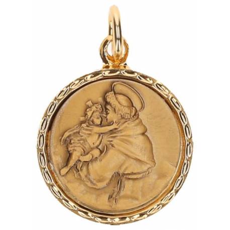 Médaille St Antoine - 18 mm - Métal Doré + Email