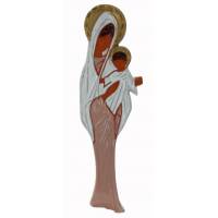 Vierge Ceramique Avec Enfant 28 Cm Corail