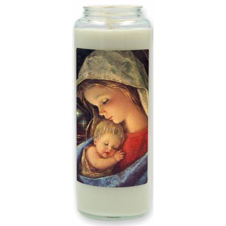 Neuvaine en verre / blanc / Vierge et Enfant