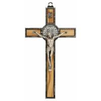 Croix St Benoît 13 X 7 cm - Métal et bois d'olivier
