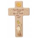 Croix en bois sculpté - 20 cm - 2 tons bois - Mon ange gardien