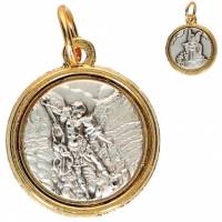 Médaille 15 mm St Michel / Ange gardien - Métal bicolore