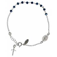 Armband-tientje - zilver met rhodium - 3 mm - blauw - Wonderbare medaille 