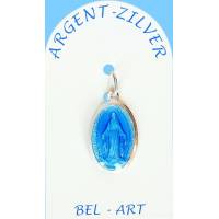 Médaille Argent - Miraculeuse - 19 mm - Email Bleu
