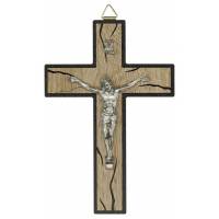 Kruisbeeld - 16 cm - Bruin en zwart hout 