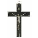 Croix murale - 16 cm - Bois noir et blanc