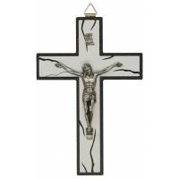 Kruisbeeld - 16 cm - Wit en zwart hout 
