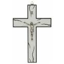 Kruisbeeld - 23 cm - Wit en zwart hout 