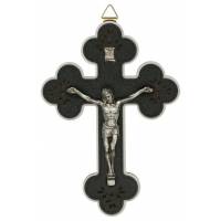 Croix murale - 16 cm - Bois noir et blanc