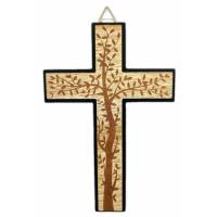 Kruisbeeld - 23 cm - Bruin en zwart hout 