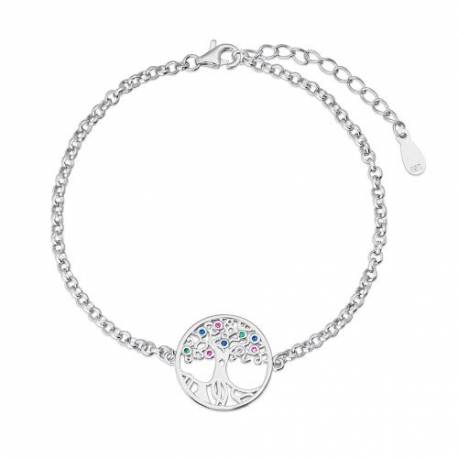 Bracelet arbre de vie en argent avec strass colorés