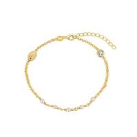 Bracelet plaqué or et perles avec médaille Vierge Miraculeuse