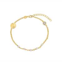 Bracelet plaqué or et perles avec médaille Vierge Marie