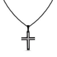 Croix en acier 35 x 25 cm avec chaine noire