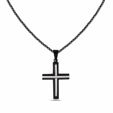 Croix en acier 35 x 25 cm avec chaine noire
