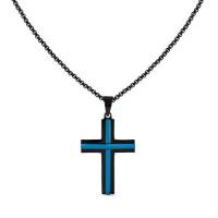 Croix en acier 43 x 28 cm avec chaine noire