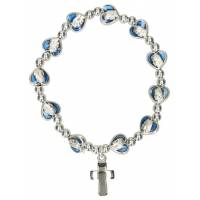 Bracelet sur élastique Coeurs Vierge émail bleu
