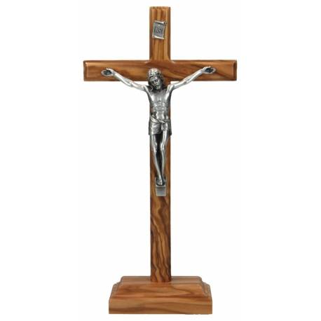 Kruis op voet 22 X 8 cm Olijvenhout 
