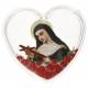 Mini chapelet Sainte Rita dans coeur + mousqueton