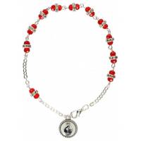 Bracelet Cristal rouge - Strass + Méd. Ste Rita