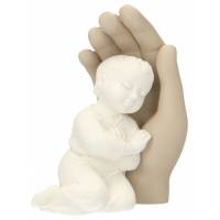 Enfant dans une main couchée 10.5 cm beige 