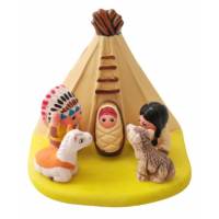 Crèche de Noël en terre cuite - "Crèche du monde" Apache