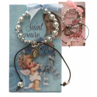 Bracelet sur corde avec ange rose ou bleu