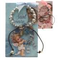 Bracelet sur corde avec ange rose ou bleu