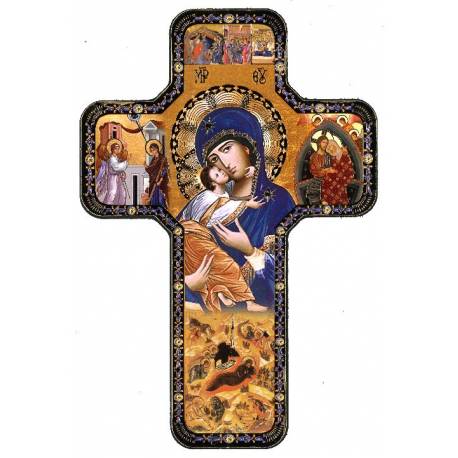 Icône 12 X 18 cm Croix - Vierge de Tendresse