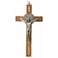 Croix de Saint Benoît en bois d'olivier 19 x 10 cm