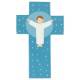 Croix murale baptême en bleu 12 cm