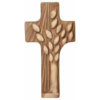 Houtsnijwerk Kruisbeeld met levensboom 22cm houtkleuren 