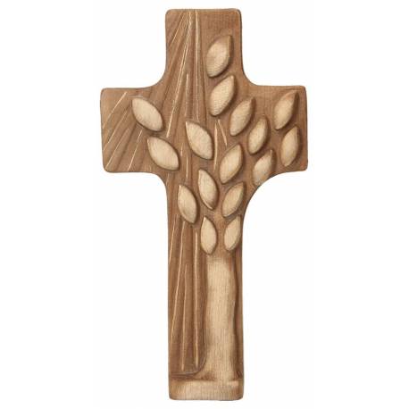 Croix avec arbre de vie de 22 cm 2 tons bois