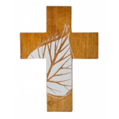 Croix Laudato Si blanc 11x8cm