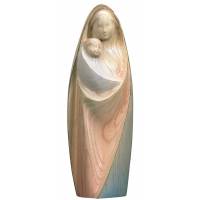 Statue Vierge Marie avec enfant moderne en bois - 23 cm - frêne coloré