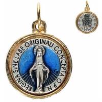 Médaille 15 mm Miraculeuse Métal bicolore émail bleu