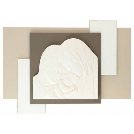 Cadre Sainte Famille blanc et beige 30 x 21 cm à pendre ou à poser