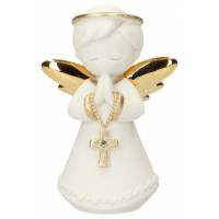 Engel wit en goud met kruis 10 cm 