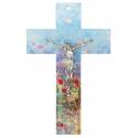 Croix murale moderne motifs floraux avec Christ 34 cm