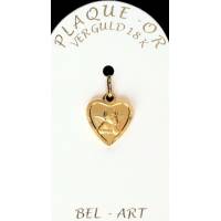 Médaille plaqué-or Coeur ange 12 mm