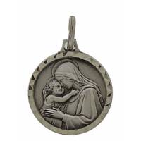 Médaille Vierge et Enfant - 16 mm - Métal Argenté