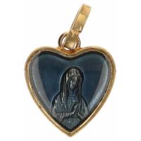Médaille Vierge Priante - Coeur 12 mm Email Bleu