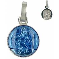 Médaille St Christophe / Perp. Sec. - 10 mm - Email Bleu