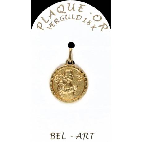 Médaille plaqué-or - St P Pio - 16 mm