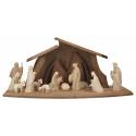Crèche de Noël en bois avec cabane et 15 personnages de 07cm