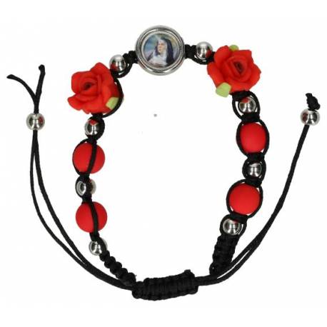 Bracelet s/corde - rouge - Ste Rita