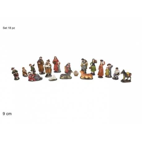 Kerstgroep van 18 figuren - 9 cm 