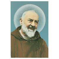 Postkaart 15 x 10 cm Heilige Pater Pio "goud" 