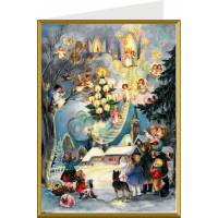 Dubbele traditionele kerstkaart met "Hemelpoort" + envelop 
