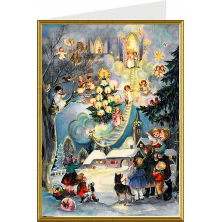 Dubbele traditionele kerstkaart met "Hemelpoort" + envelop 